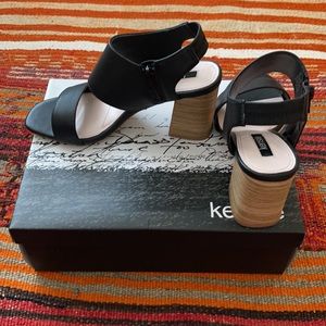 Beautiful New Kensie Women Black Shoes Block Sandals/ Heels 7.5 W/Box New Zara